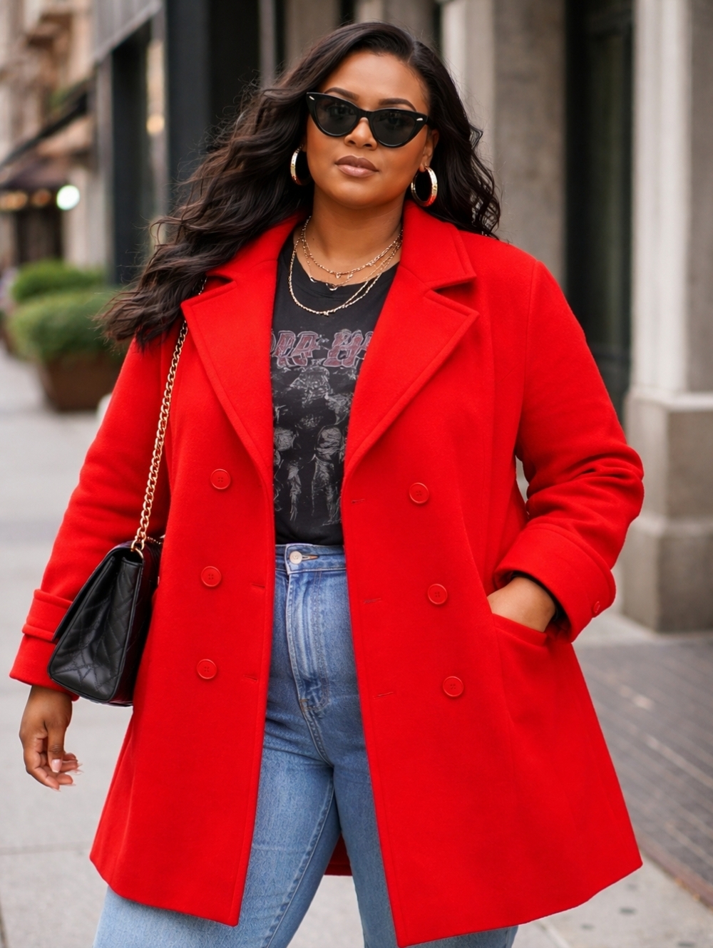 Givenchy Life Double-Breasted Red Wool Blend Coat, 1980s